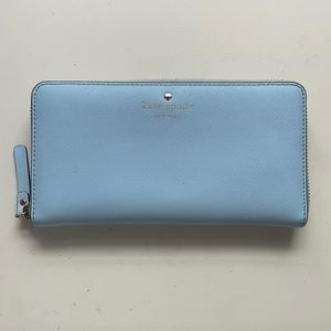 Kate Spade Light Blue Roulette Zip-Around Wallet